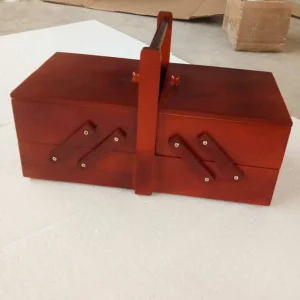 Trälåda för sömnad – hopfällbar med två nivåer och sex fack