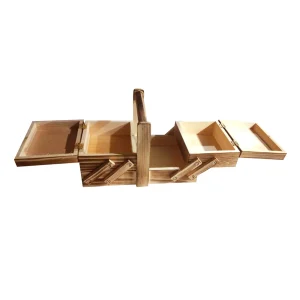 Trälåda för sömnad – hopfällbar med två nivåer och sex fack