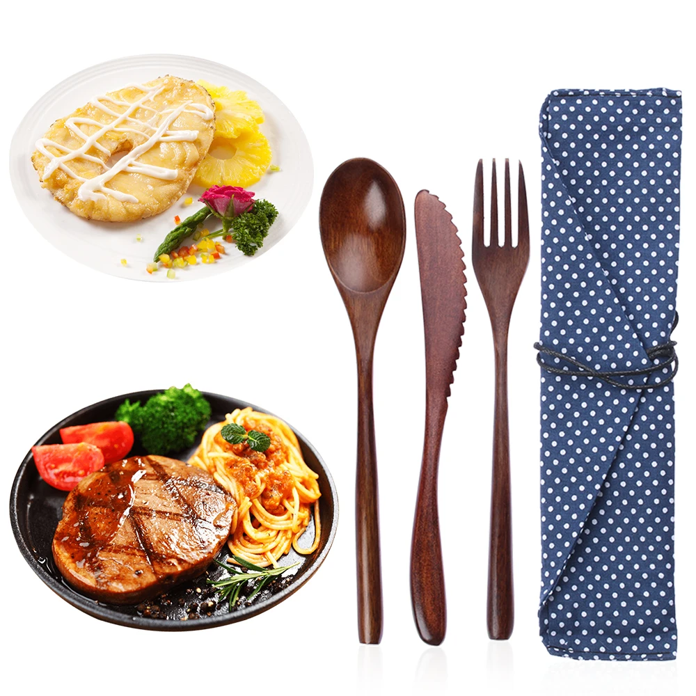 Träbestickset med sked, gaffel och kniv – återanvändbart med väska 4 Träbestickset med sked, gaffel och kniv – återanvändbart med väska - Bild 4