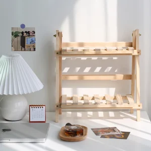 Alternative view of Träförvaringshylla för skrivbordet – två våningar, stegeformad hylla