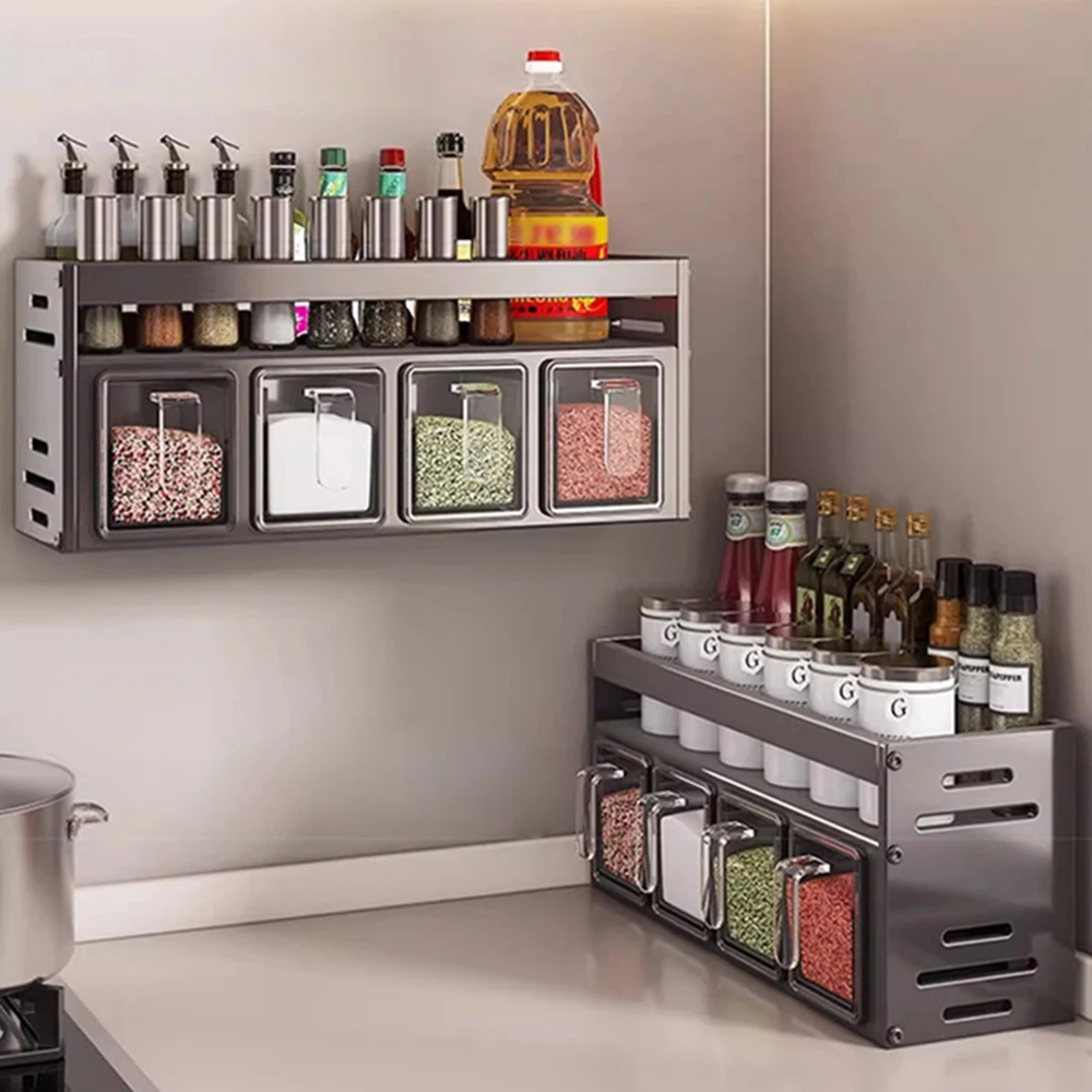 Väggmonterad kryddhylla utan borrning – multifunktionell kryddförvaring för kök, bänk och skåp 5 Väggmonterad kryddhylla utan borrning – multifunktionell kryddförvaring för kök, bänk och skåp - Bild 5