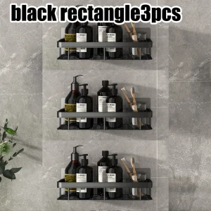 Väggmonterad hörn-/rektangulär badrumshylla utan borr