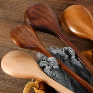 Lång träslev i lotus-trä – naturlig kaffestav, te- och dessertsked med rund skål för soppa och kök 13 Lång träslev i lotus-trä – naturlig kaffestav, te- och dessertsked med rund skål för soppa och kök