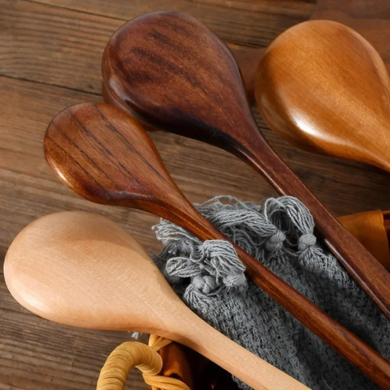 Lång träslev i lotus-trä – naturlig kaffestav, te- och dessertsked med rund skål för soppa och kök 4 Lång träslev i lotus-trä – naturlig kaffestav, te- och dessertsked med rund skål för soppa och kök - Bild 4