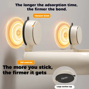 Sugkoppsbaserad badrumshylla utan borr – väggmonterad aluminiumhylla för badrum och mer