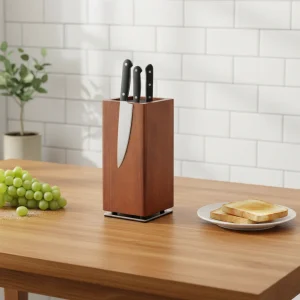 Alternative view of 360° roterande magnetisk knivhållare i trä – högkvalitativ kniv- och köksredskapshållare