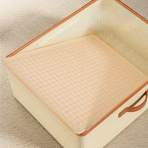 Modulära klädförvaringslådor i vävd textil med lädertrim – garderobsorganisatorer för byxor, tröjor och jeans 8 Modulära klädförvaringslådor i vävd textil med lädertrim – garderobsorganisatorer för byxor, tröjor och jeans