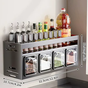 Väggmonterad kryddhylla utan borrning – multifunktionell kryddförvaring för kök, bänk och skåp 12 Väggmonterad kryddhylla utan borrning – multifunktionell kryddförvaring för kök, bänk och skåp