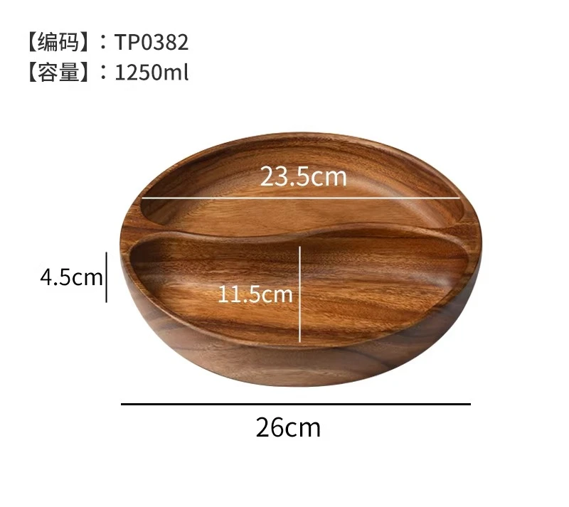 Tvådelad serveringsbräda i akaciaträ – rund frukt- och snacksfat i solid trä 8 Tvådelad serveringsbräda i akaciaträ – rund frukt- och snacksfat i solid trä - Bild 8