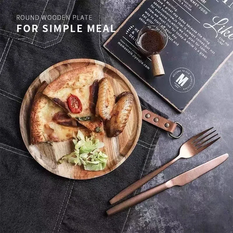 Rund träserveringsbricka 15/20/25 cm – Retro serveringsfat för pizza, sallad, frukt och dessert 4 Rund träserveringsbricka 15/20/25 cm – Retro serveringsfat för pizza, sallad, frukt och dessert - Bild 4