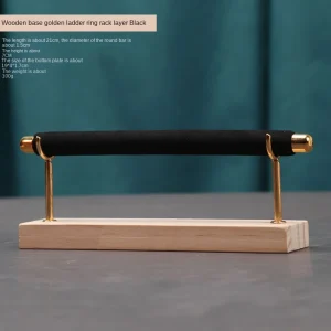 Flerskikts ringdisplayställ i massivt trä med avtagbar metallspong-stav ringhållare 25 Flerskikts ringdisplayställ i massivt trä med avtagbar metallspong-stav ringhållare