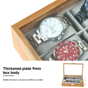 Träförvaringslåda för armbandsur – 3, 6, 10 eller 12 fack med glaslock 14 Träförvaringslåda för armbandsur – 3, 6, 10 eller 12 fack med glaslock
