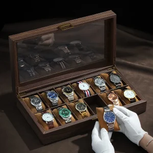 Alternative view of Klockbox i PU-läder med glaslock