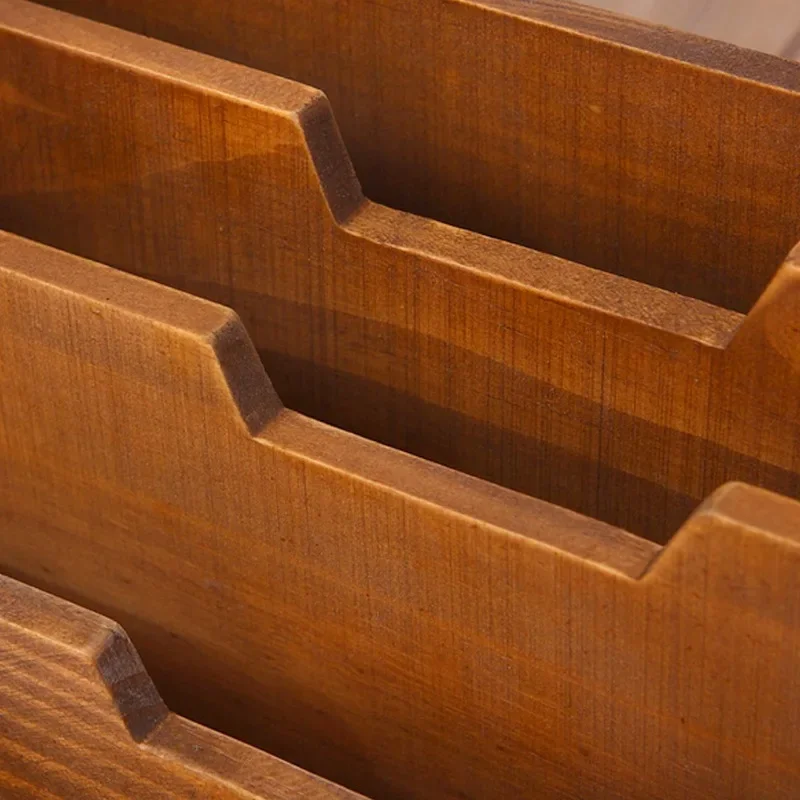 Multfunktionell vintage träförvaringslåda för skrivbordet med tre fack och låda 6 Multfunktionell vintage träförvaringslåda för skrivbordet med tre fack och låda - Bild 6