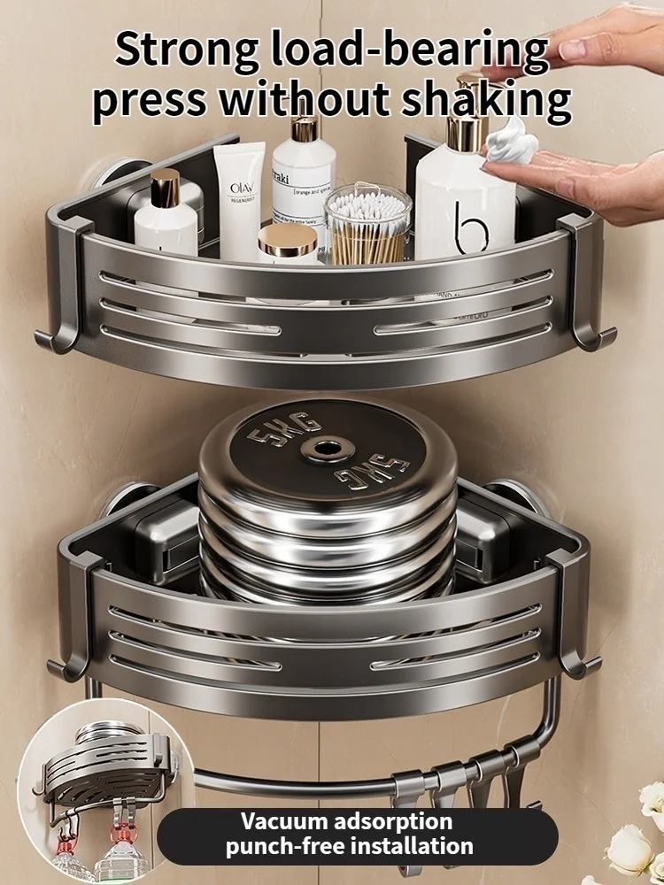 Sugkoppsmonterad hörnhylla i aluminium för badrum – väggmonterad hylla med ett hyllplan 4 Sugkoppsmonterad hörnhylla i aluminium för badrum – väggmonterad hylla med ett hyllplan - Bild 4