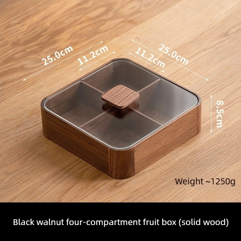 Fruktfat i svart valnöt med lock och fyra fack – ny kinesisk stil 5 Fruktfat i svart valnöt med lock och fyra fack – ny kinesisk stil - Bild 5