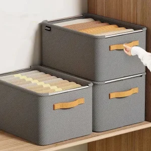 Hopfällbar garderobsförvaringsbox – tygförvaringslåda med handtag och stålram, mångsidig klädförvaring