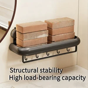 Sugkoppsbaserad badrumshylla utan borr – väggmonterad aluminiumhylla för badrum och mer