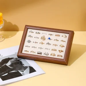 Trä Smyckesförvaringslåda – Ringdisplay och Örhänge/Armbandsdisplay