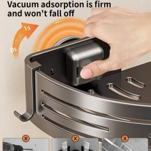 Sugkoppsmonterad hörnhylla i aluminium för badrum – väggmonterad hylla med ett hyllplan 12 Sugkoppsmonterad hörnhylla i aluminium för badrum – väggmonterad hylla med ett hyllplan