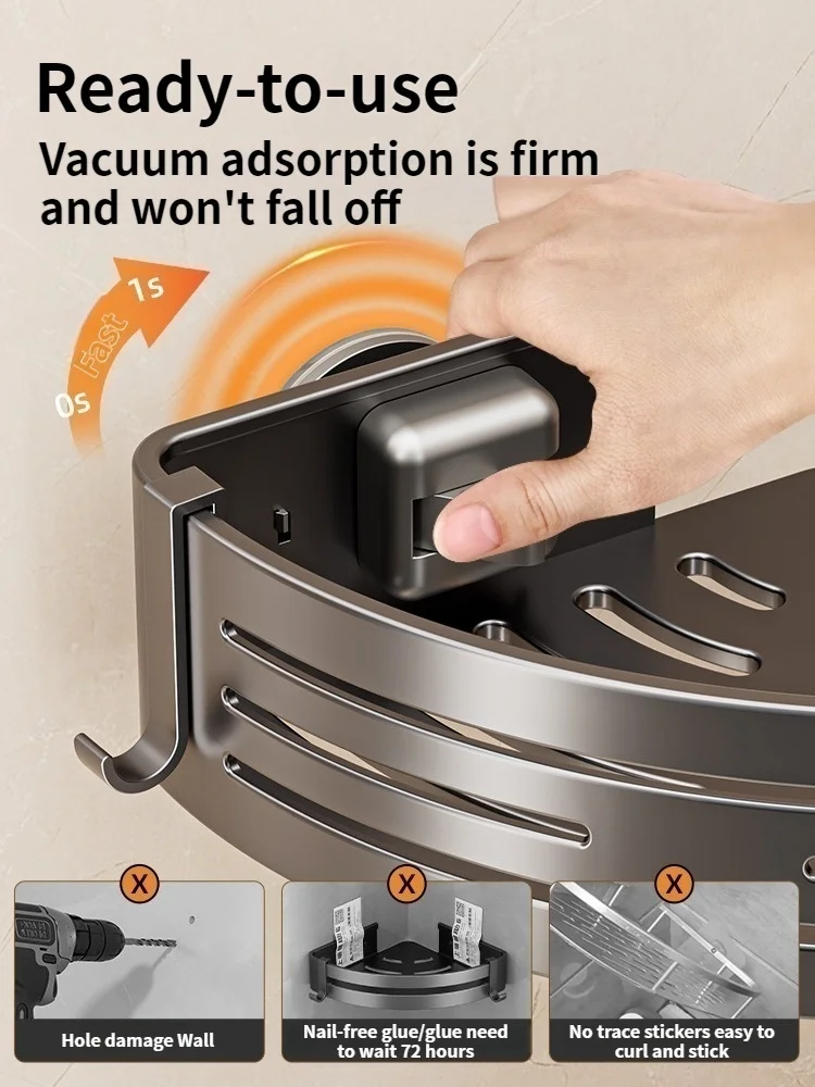 Sugkoppsmonterad hörnhylla i aluminium för badrum – väggmonterad hylla med ett hyllplan 3 Sugkoppsmonterad hörnhylla i aluminium för badrum – väggmonterad hylla med ett hyllplan - Bild 3