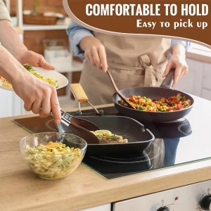 Kökstång i trä och rostfritt stål med trähandtag – lång tång för matlagning och sallad 13 Kökstång i trä och rostfritt stål med trähandtag – lång tång för matlagning och sallad