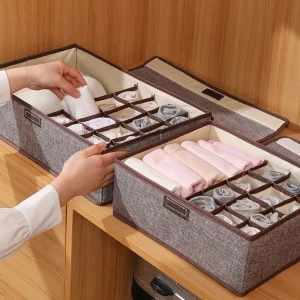Tvättbara underklädesförvaringslådor – lådtyp tre-i-ett garderobsorganisator, vikbar 16 Tvättbara underklädesförvaringslådor – lådtyp tre-i-ett garderobsorganisator, vikbar