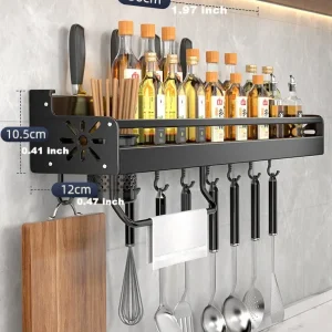 Väggmonterad köksskryddförvaring och knivställ