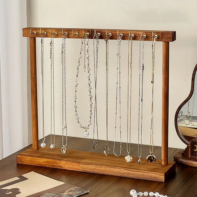 Smyckesförvaringsställ i massivt trä – bordsdisplay för halsband, armband och örhängen 4 Smyckesförvaringsställ i massivt trä – bordsdisplay för halsband, armband och örhängen - Bild 4