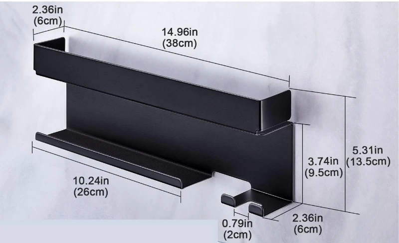 Väggmonterad hårverktygsförvaring utan borr – metallhållare för locktång och hårfön 7 Väggmonterad hårverktygsförvaring utan borr – metallhållare för locktång och hårfön - Bild 7