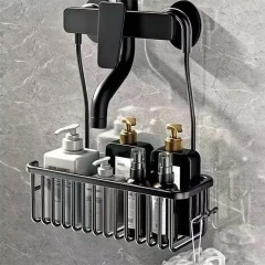 Väggmonterad duschförvaring i metall – enkel nivå