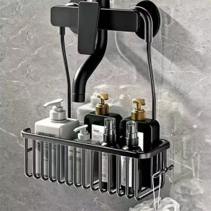 Väggmonterad duschförvaring i metall – enkel nivå