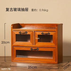 Skrivbordskorg i trä med lådor – Retro förvaring för smycken, makeup och småsaker 22 Skrivbordskorg i trä med lådor – Retro förvaring för smycken, makeup och småsaker