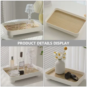 Alternative view of Träbricka för badrum – stor förvaringsorganisator för smycken och kosmetika