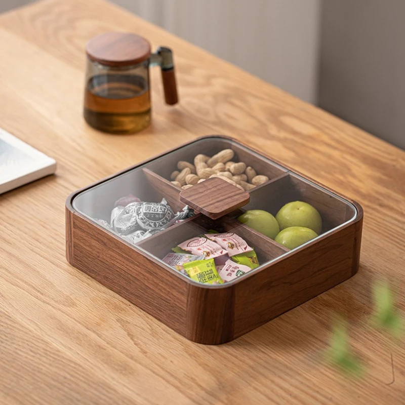 Fruktfat i svart valnöt med lock och fyra fack – ny kinesisk stil 2 Fruktfat i svart valnöt med lock och fyra fack – ny kinesisk stil - Bild 2