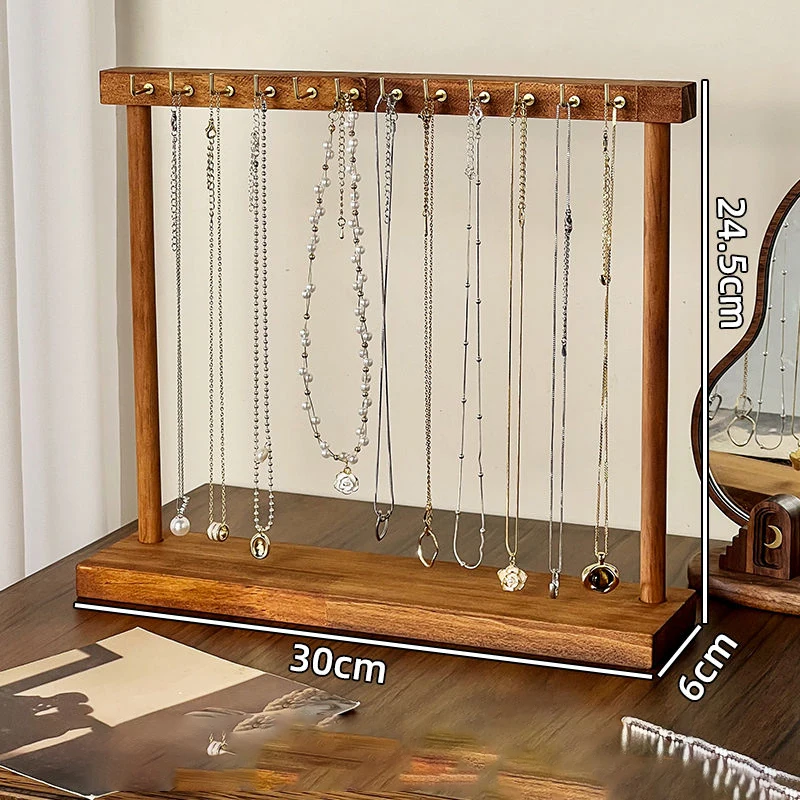 Smyckesförvaringsställ i massivt trä – bordsdisplay för halsband, armband och örhängen 7 Smyckesförvaringsställ i massivt trä – bordsdisplay för halsband, armband och örhängen - Bild 7