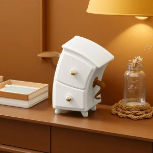 Smyckesförvaringslåda i unik form med kosmetikapuff-organizer och lådor 10 Smyckesförvaringslåda i unik form med kosmetikapuff-organizer och lådor