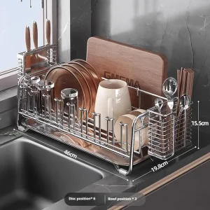 Diskställ i 304 rostfritt stål – tallrik- och kopp-torkställ för köket