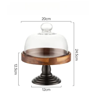 Högfotad frukttallrik/kakställ med glaslock för snacks och desserter 23 Högfotad frukttallrik/kakställ med glaslock för snacks och desserter