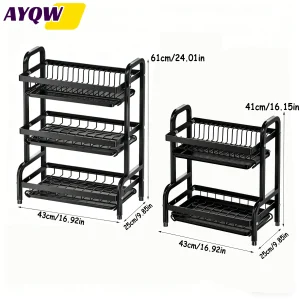 Stor två- till trevånings vertikalt diskställ/bestickhållare, köksförvaringsställ med snabb avrinning, kniv- och gaffelhållare samt skärbrädesförvaring – tungt multifunktionellt metallförvaringsställ för tallrikar, skålar och köksredskap 10 Stor två- till trevånings vertikalt diskställ/bestickhållare, köksförvaringsställ med snabb avrinning, kniv- och gaffelhållare samt skärbrädesförvaring – tungt multifunktionellt metallförvaringsställ för tallrikar, skålar och köksredskap