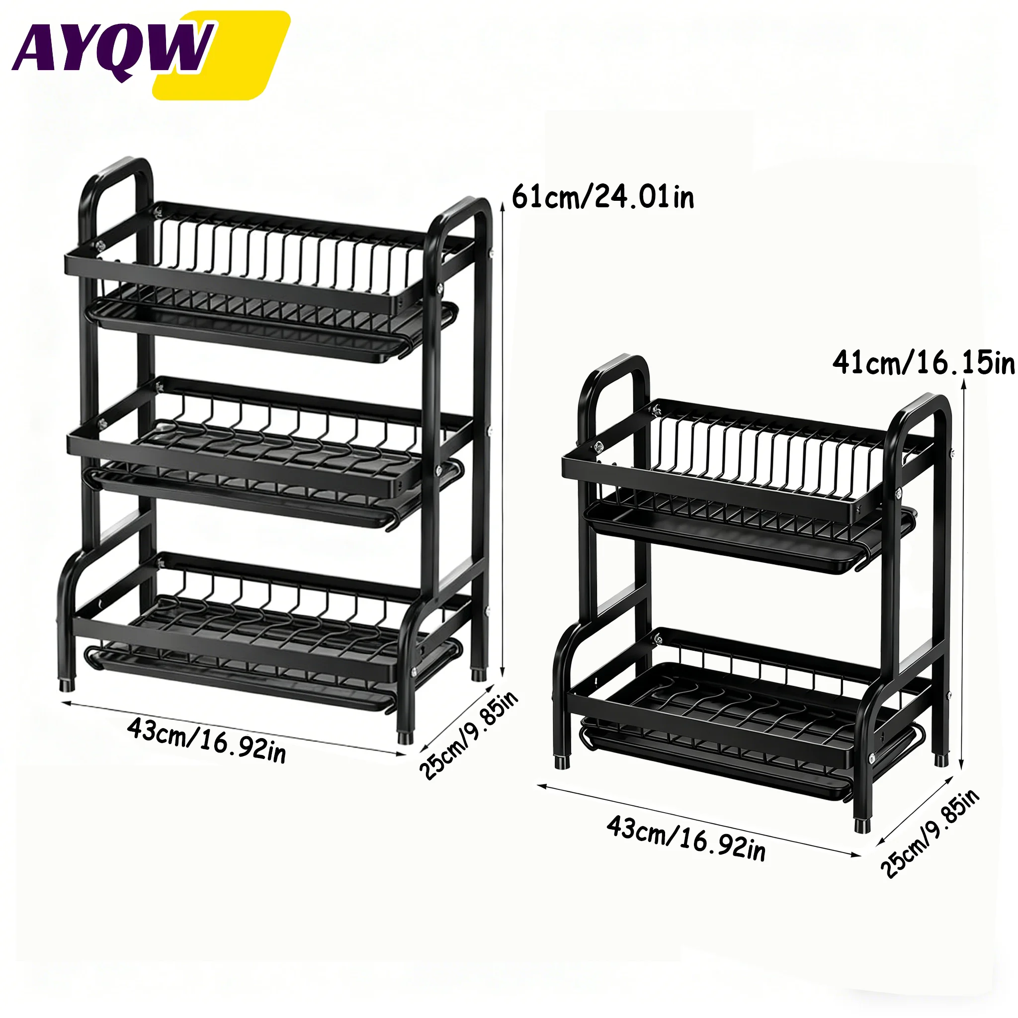 Stor två- till trevånings vertikalt diskställ/bestickhållare, köksförvaringsställ med snabb avrinning, kniv- och gaffelhållare samt skärbrädesförvaring – tungt multifunktionellt metallförvaringsställ för tallrikar, skålar och köksredskap 5 Stor två- till trevånings vertikalt diskställ/bestickhållare, köksförvaringsställ med snabb avrinning, kniv- och gaffelhållare samt skärbrädesförvaring – tungt multifunktionellt metallförvaringsställ för tallrikar, skålar och köksredskap - Bild 5