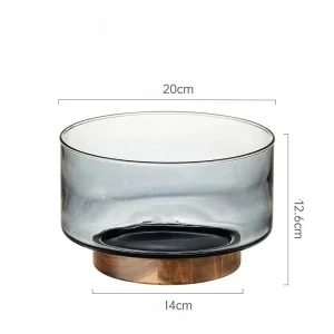 Fruktfat av akaciaträ och glas med hög fot – salladsskål och serveringsfat 27 Fruktfat av akaciaträ och glas med hög fot – salladsskål och serveringsfat