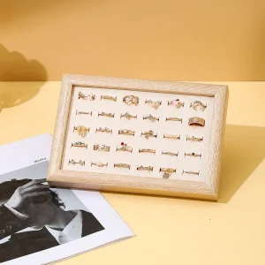 Trä Smyckesförvaringslåda – Ringdisplay och Örhänge/Armbandsdisplay