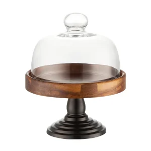 Högfotad frukttallrik/kakställ med glaslock för snacks och desserter 16 Högfotad frukttallrik/kakställ med glaslock för snacks och desserter