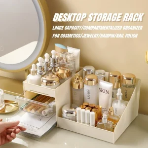 Alternative view of Transparent sminkförvaring med utdragbara lådor – plastförvaringslåda för smink, hudvård och smycken