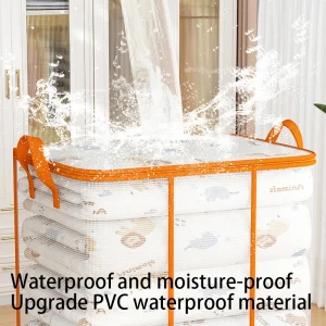 1- eller 3-delars Transparent Förvaringsväska med Handtag – För Kläder och Quilt, Vattentät PVC