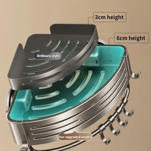 Sugkoppsmonterad hörnhylla i aluminium för badrum – väggmonterad hylla med ett hyllplan 15 Sugkoppsmonterad hörnhylla i aluminium för badrum – väggmonterad hylla med ett hyllplan