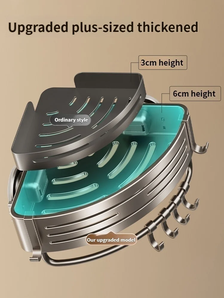 Sugkoppsmonterad hörnhylla i aluminium för badrum – väggmonterad hylla med ett hyllplan 6 Sugkoppsmonterad hörnhylla i aluminium för badrum – väggmonterad hylla med ett hyllplan - Bild 6