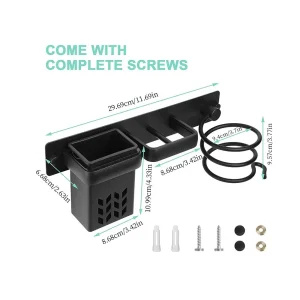 Väggmonterad hårtorkshållare och förvaringshylla – multi-funktionell badrumsförvaring 16 Väggmonterad hårtorkshållare och förvaringshylla – multi-funktionell badrumsförvaring