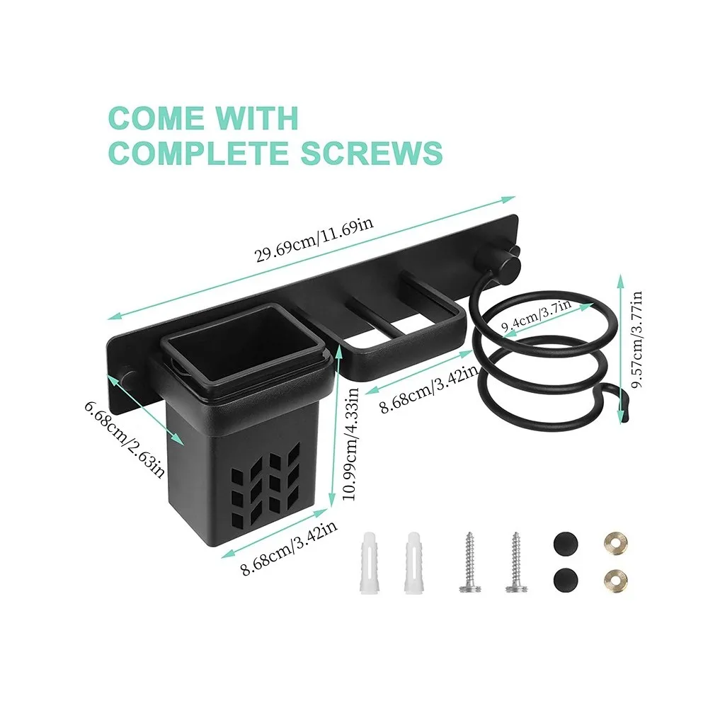 Väggmonterad hårtorkshållare och förvaringshylla – multi-funktionell badrumsförvaring 6 Väggmonterad hårtorkshållare och förvaringshylla – multi-funktionell badrumsförvaring - Bild 6
